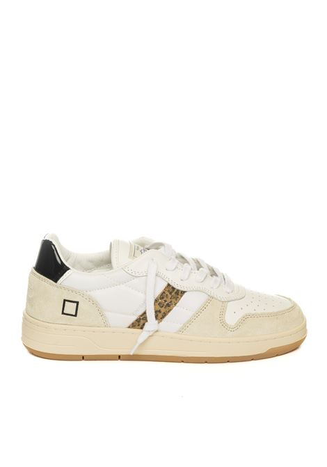 White/leopard court shiny sneaker D.A.T.E. | COURT DSHINY-WHI/LEOPARD